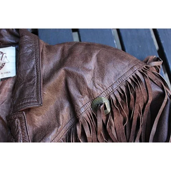 Vintage 1980s Over-the-Top Fringe Leather Bomber Jacket from Aubergine Med - Picture 7 of 15